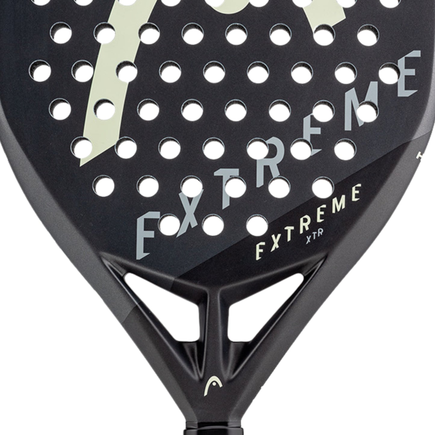 Black and white Extreme XTR padel racket with brand logo on a white background