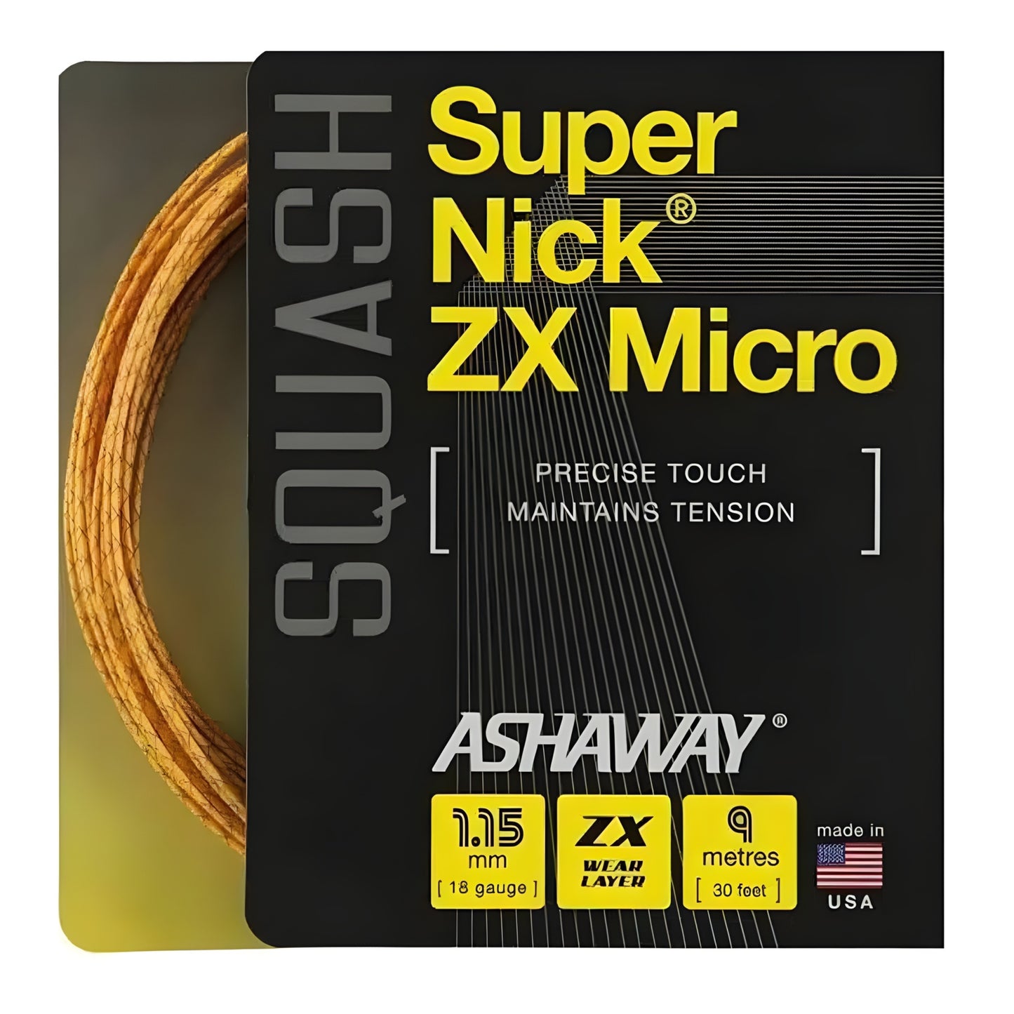 ASHAWAY STRING SQ SUPERNICK ZX MIC 18G 1.15MM ORG SET