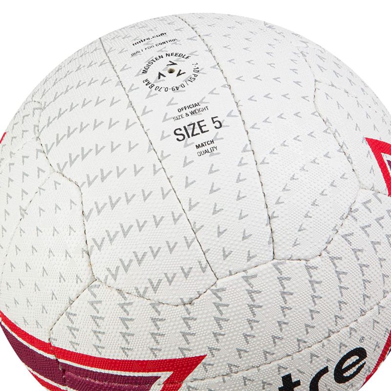 MITRE BALL NETBALL MATCH ULTRAGRIP WHT/RED (TBD)