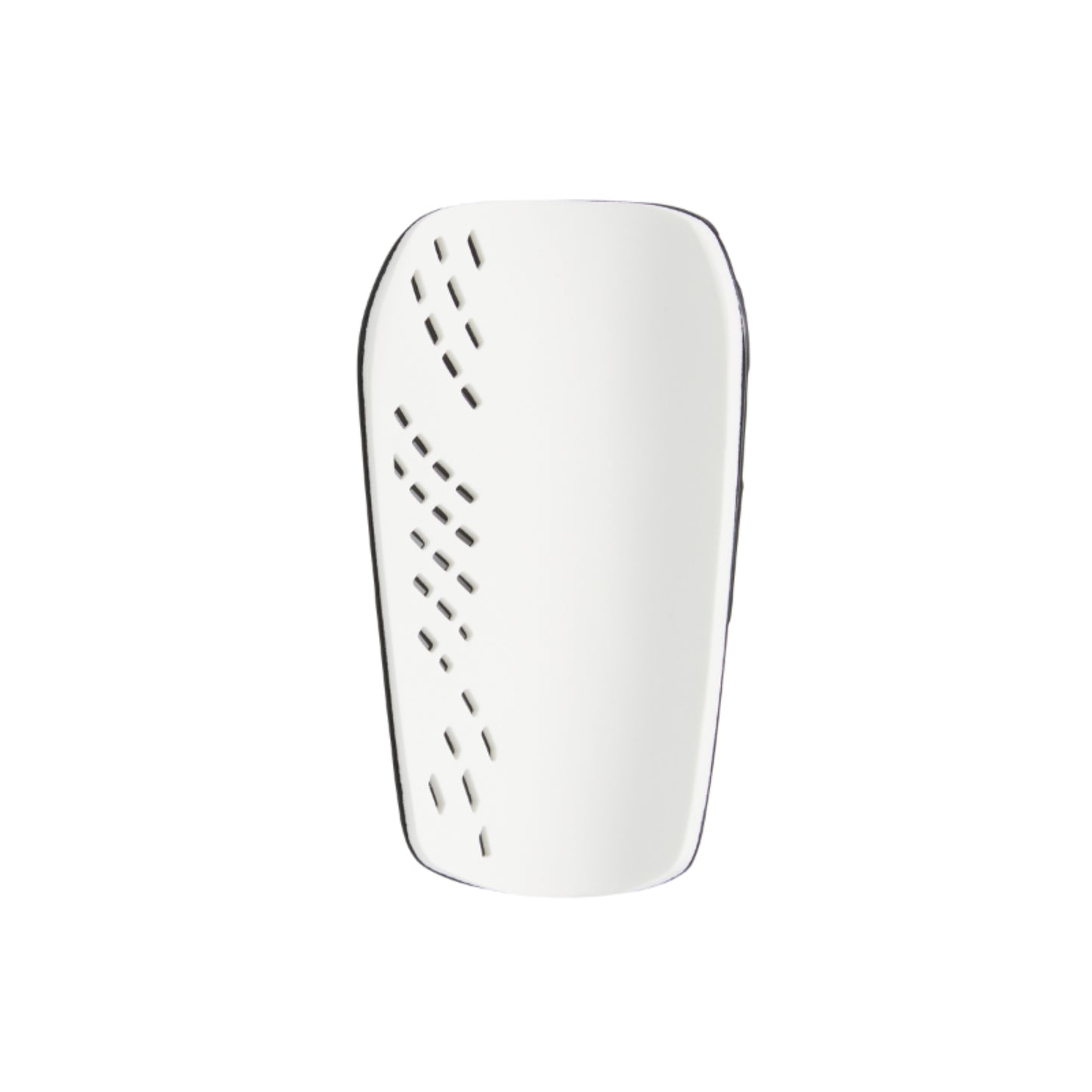 White shin guard with ventilation holes on a white background