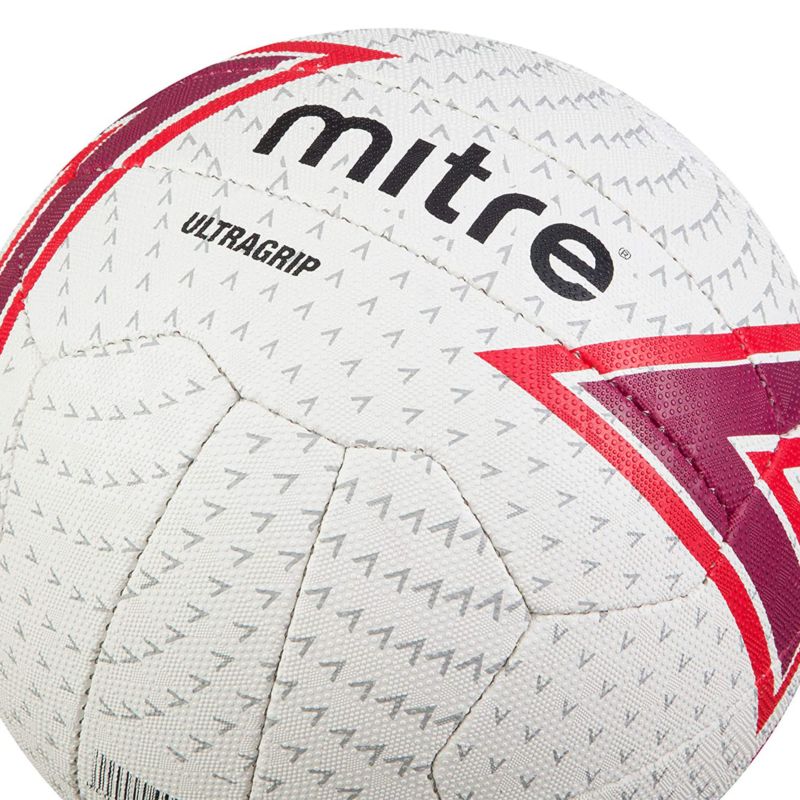 MITRE BALL NETBALL MATCH ULTRAGRIP WHT/RED (TBD)
