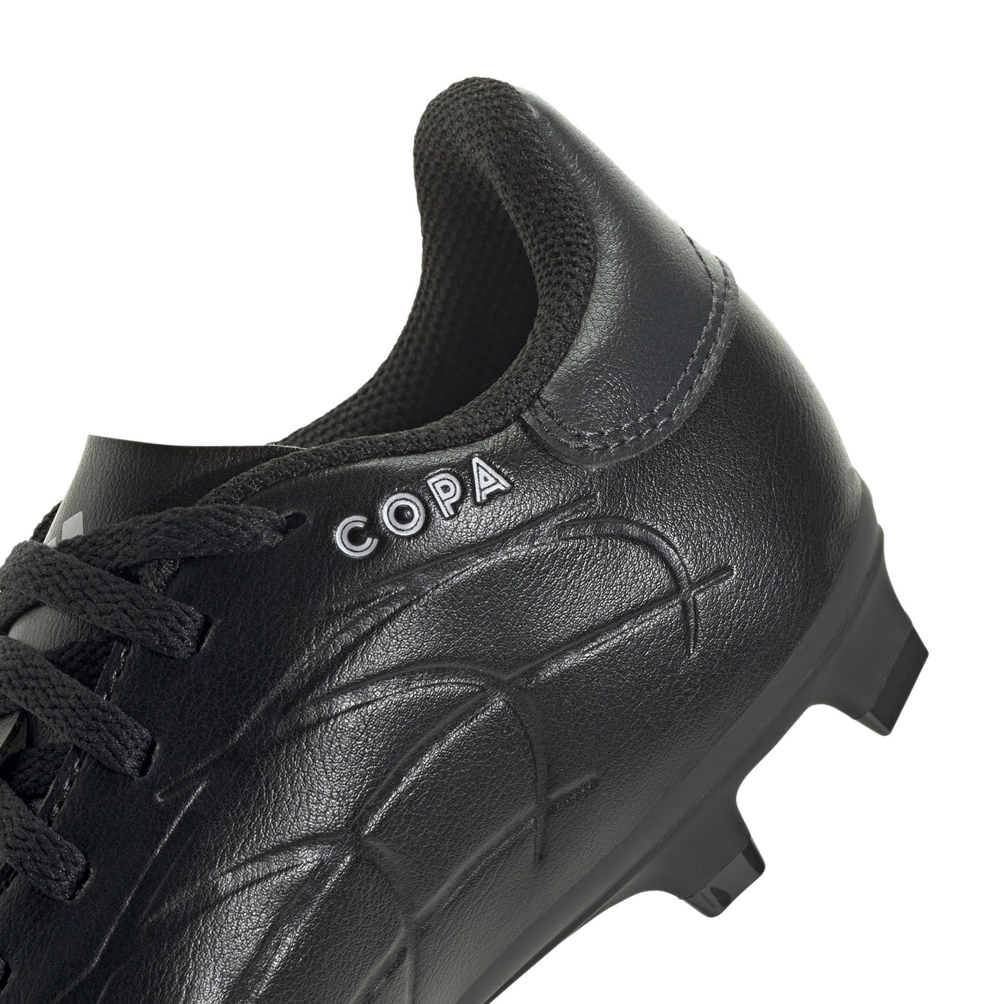 Black adidas soccer boot with wording Copa on a white background