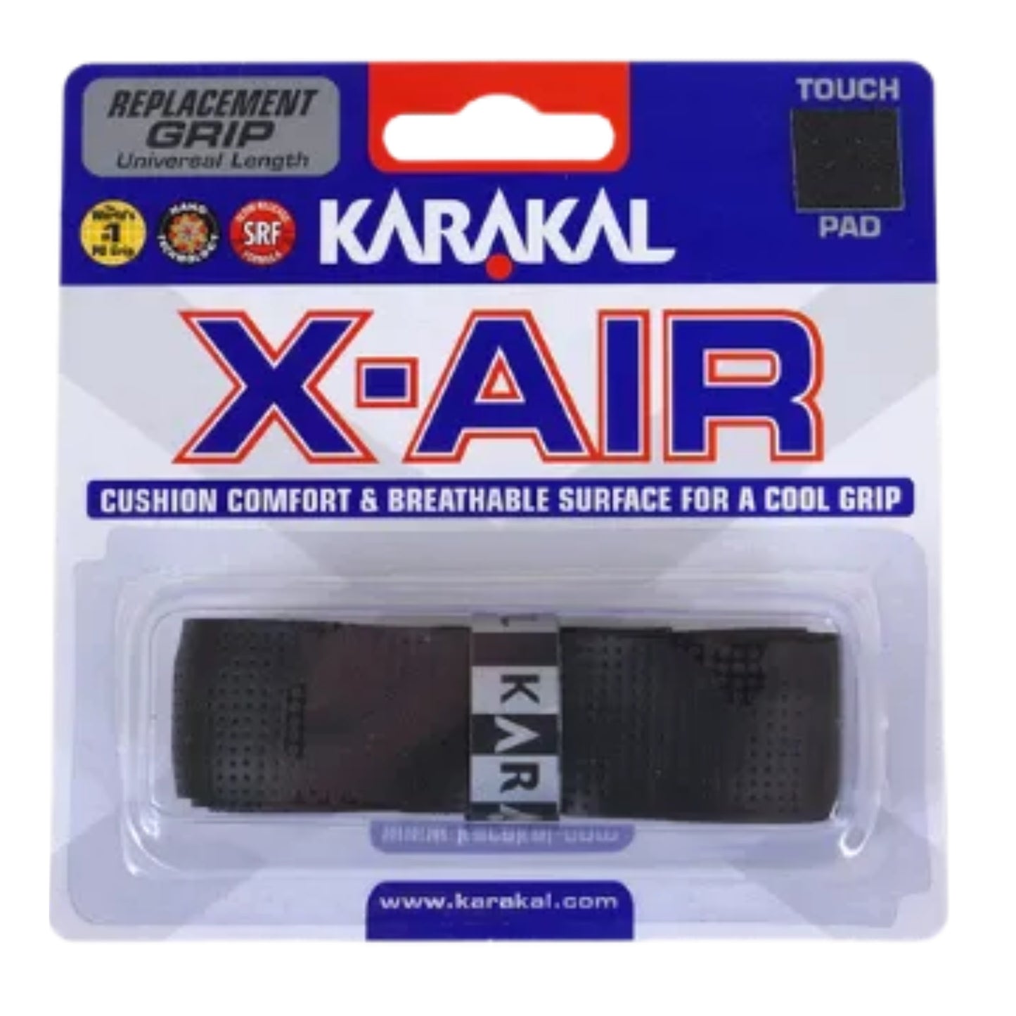 Karakal X-Air replacement grip packaging with black grip inside