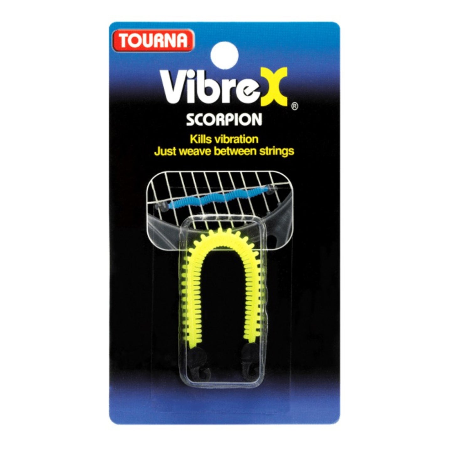 Tourna VibreX Scorpion vibration dampener packaging on a white background