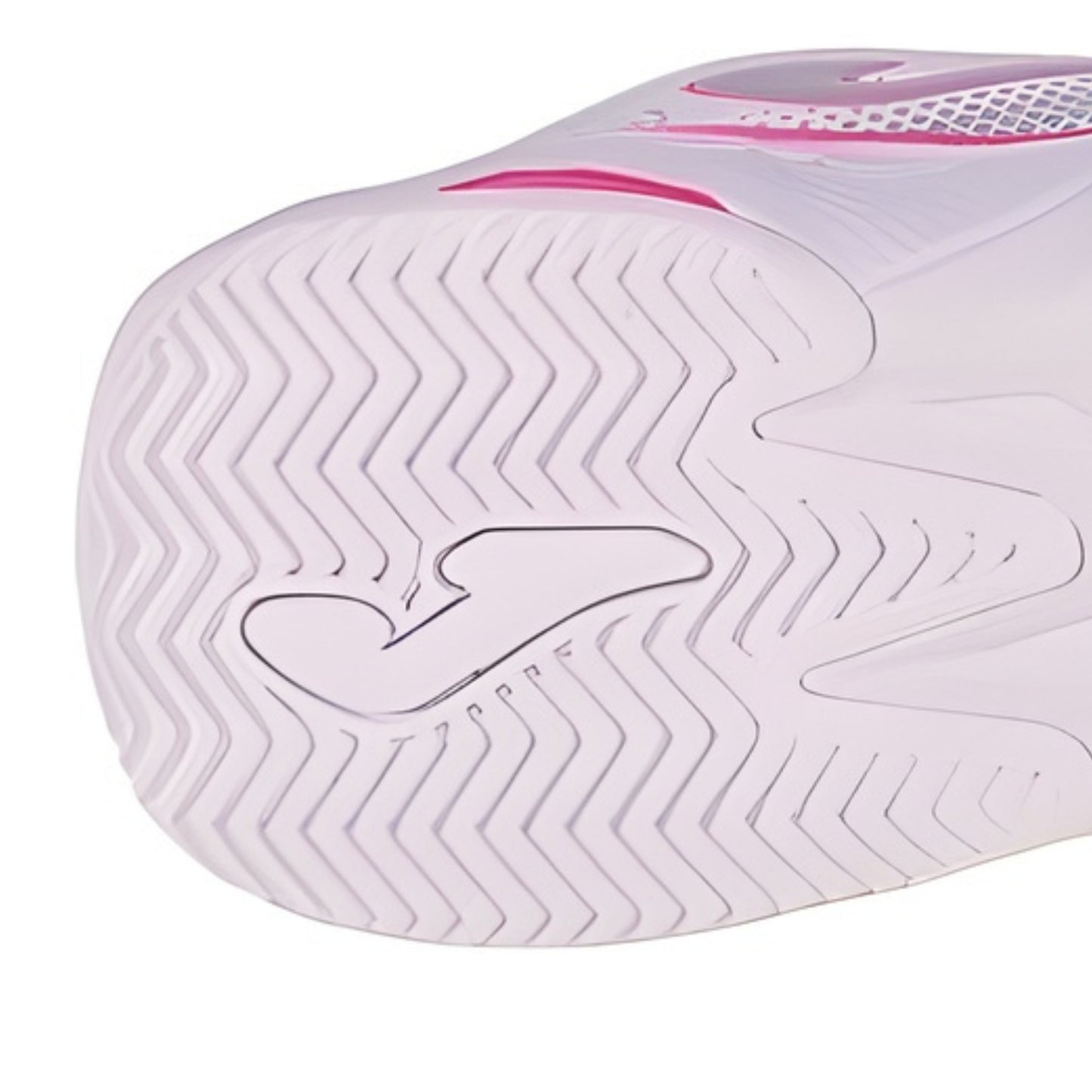 Close-up of a shoe sole with tread pattern on a white background