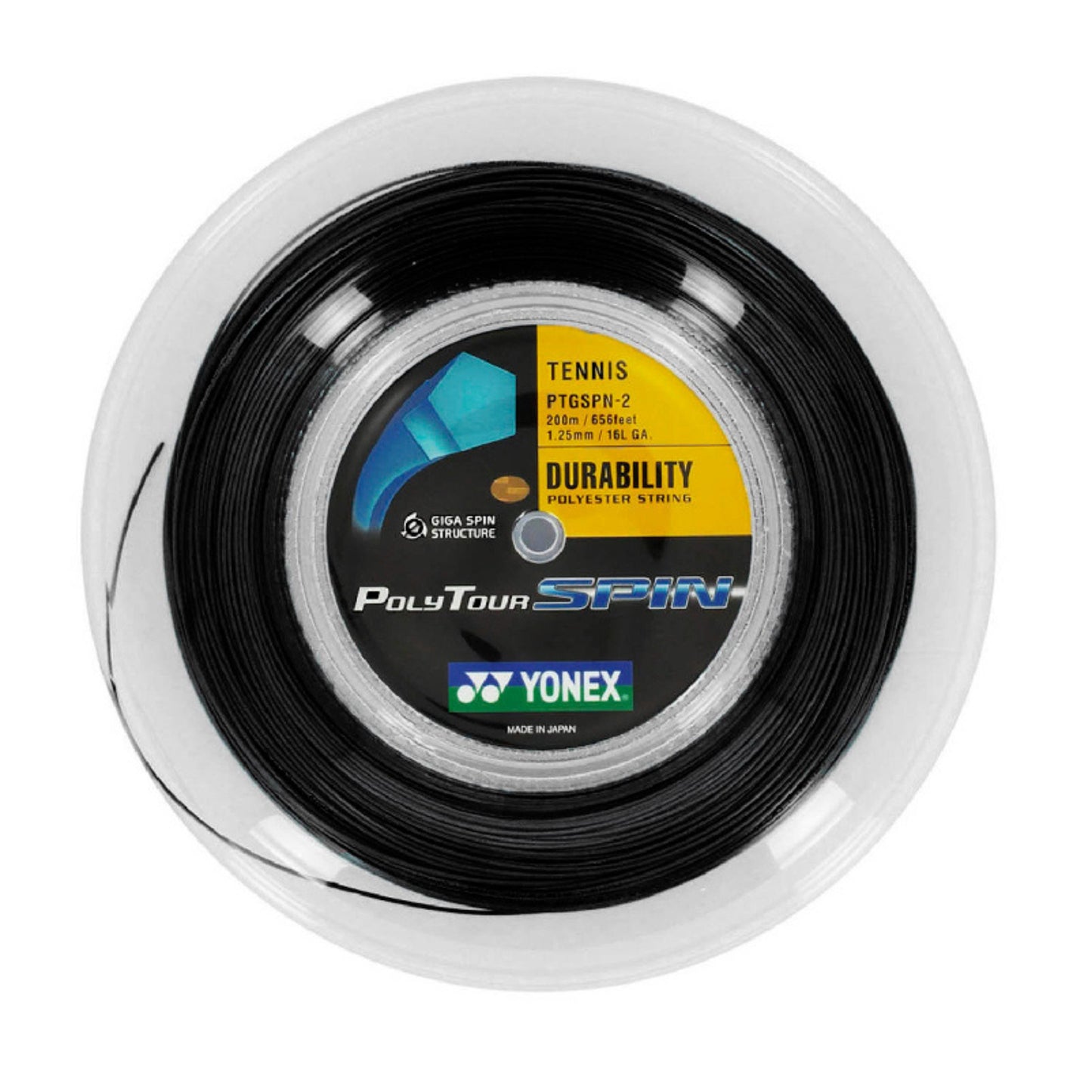 YONEX STRING POLYTOUR SPIN 1.25MM 16L BLK REEL