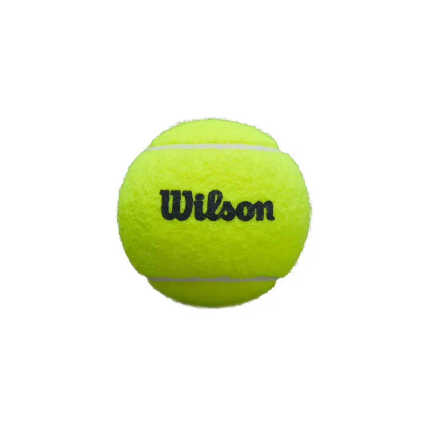 Yellow tennis ball with Wilson branding on a white background