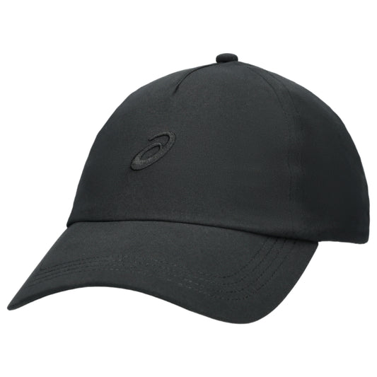 Black cap with a logo on a white background