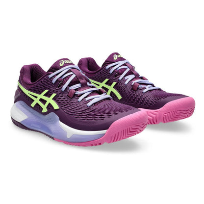 ASICS SHOE G-RESOLUTION 9 PADEL WN DEEP MAUVE/LIME GREEN (AW24)