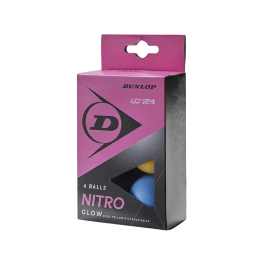 DUNLOP BALL TABLE TENNIS NITRO GLOW 40+ ASSORTED (6)