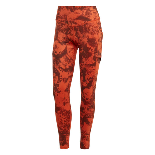 Orange camouflage leggings on a white background