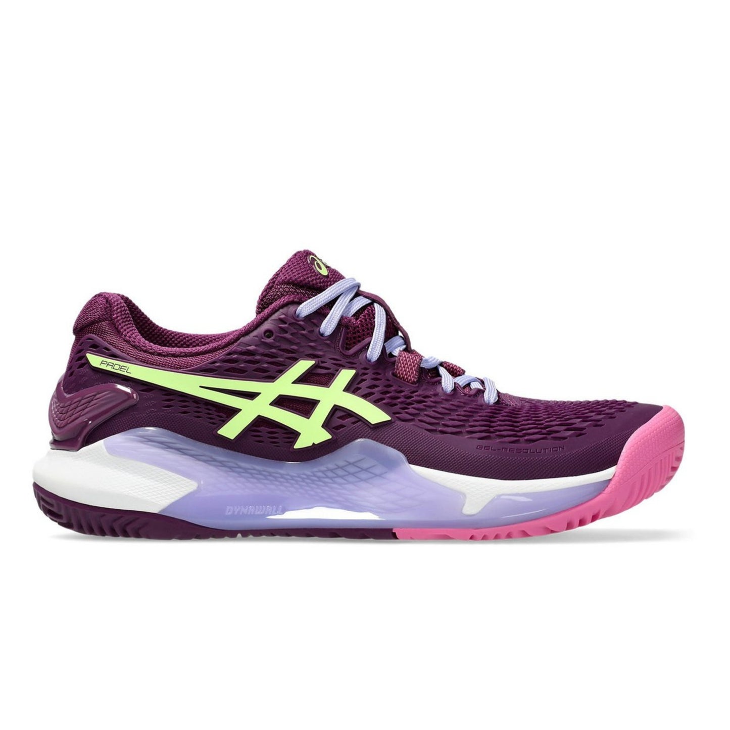 ASICS SHOE G-RESOLUTION 9 PADEL WN DEEP MAUVE/LIME GREEN (AW24)