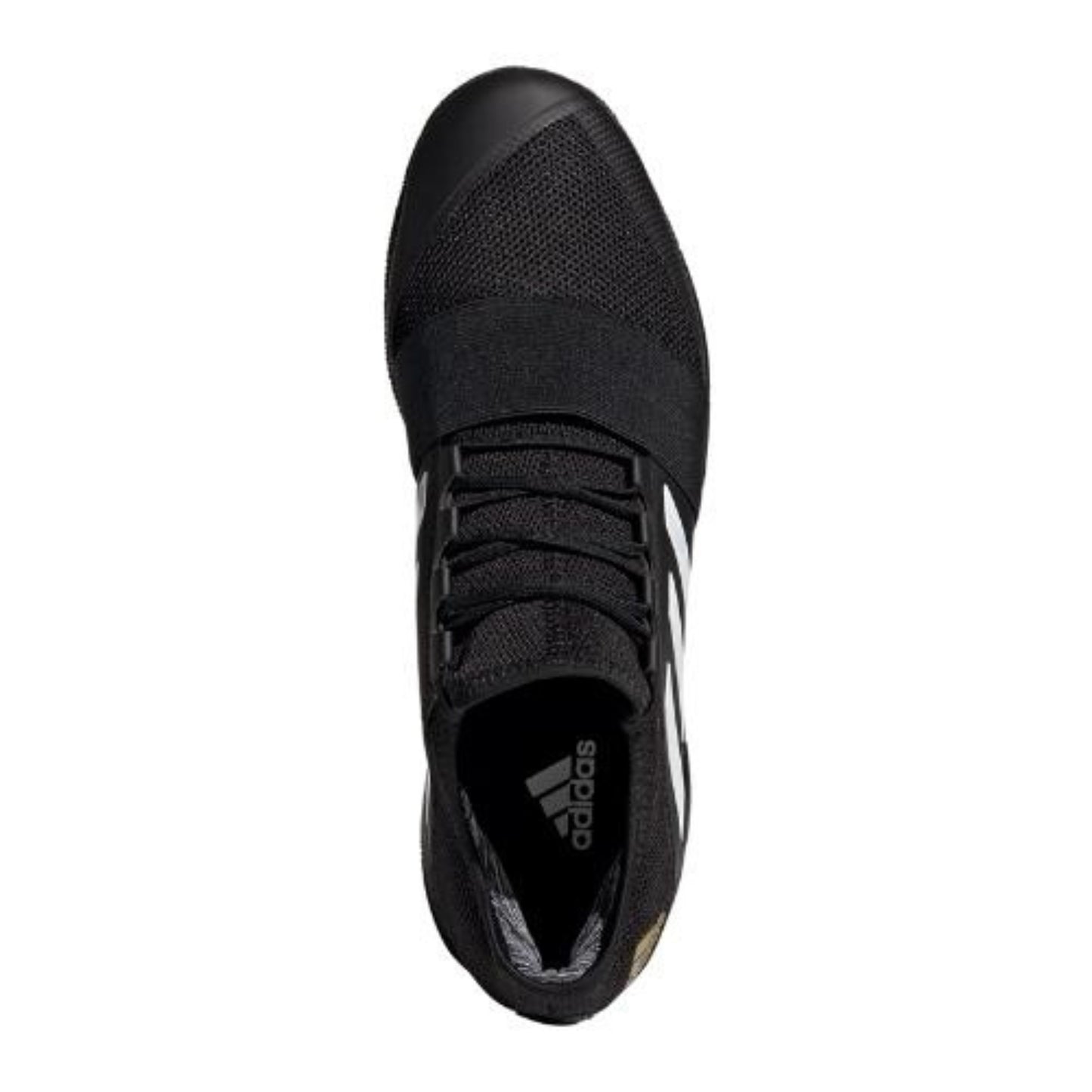 Black Adidas shoe on a white background