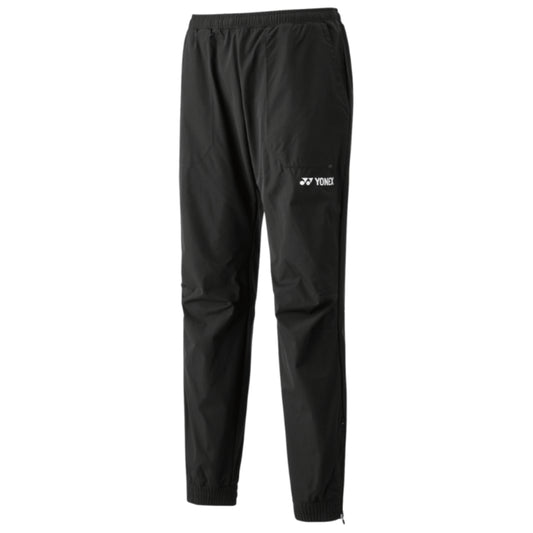 Black pants with a brand Yonex logo on a white background