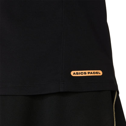 Black tank top with Asics Padel logo on a white background
