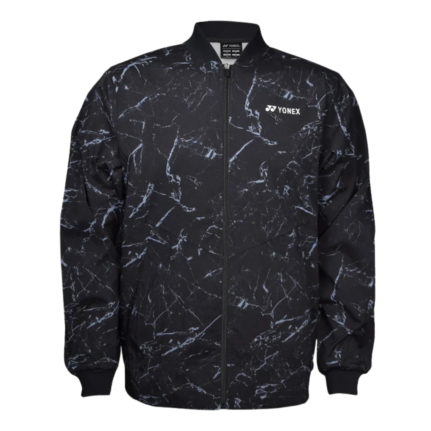 Black patterned jacket with Yonex logo on a white background