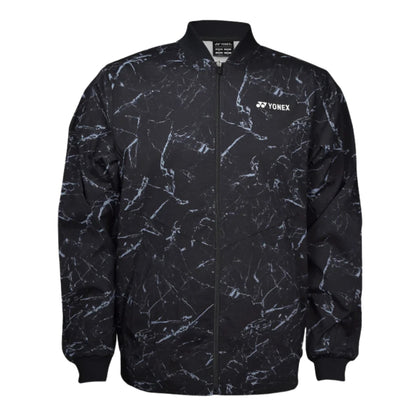 Black patterned jacket with Yonex logo on a white background