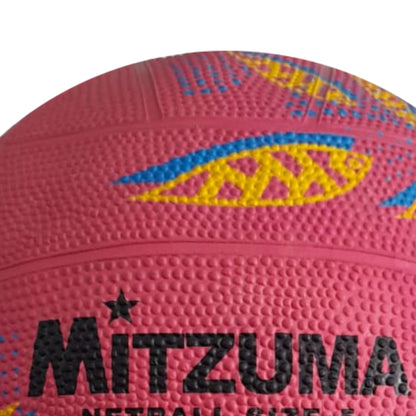 Pink netball with Mitzuma branding on a white background