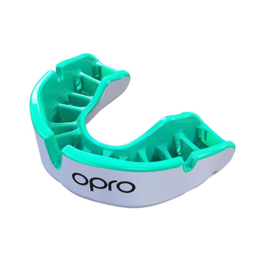 OPRO MOUTHGUARD GOLD JNR WHITE/MINT