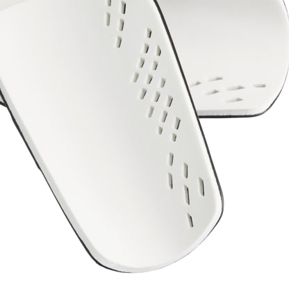 White protective gear with cut-out design on a white background