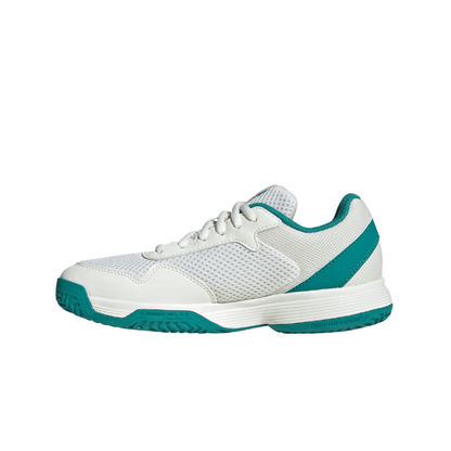 ADIDAS SHOE COURTFLASH KID WHITE/PURE TEAL (AW25)