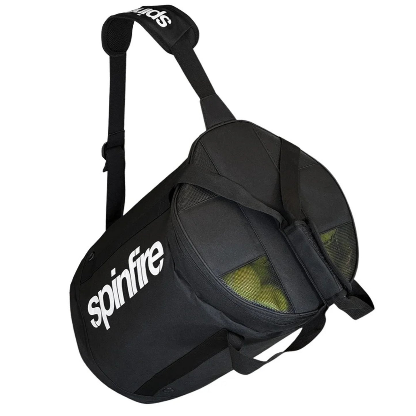 Black bag with 'spinfire' branding on a white background