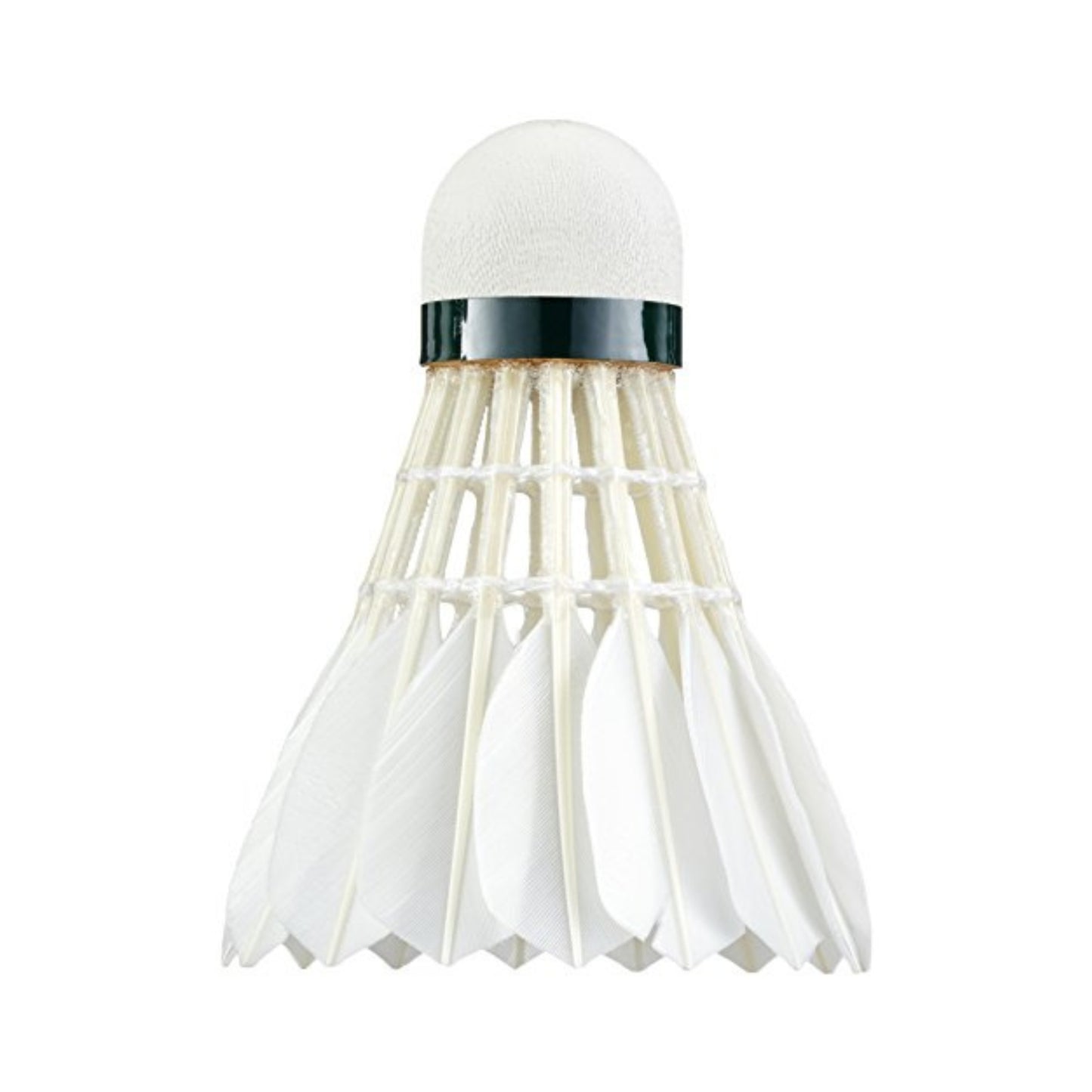 White badminton shuttlecock with Yonex logo on a white background