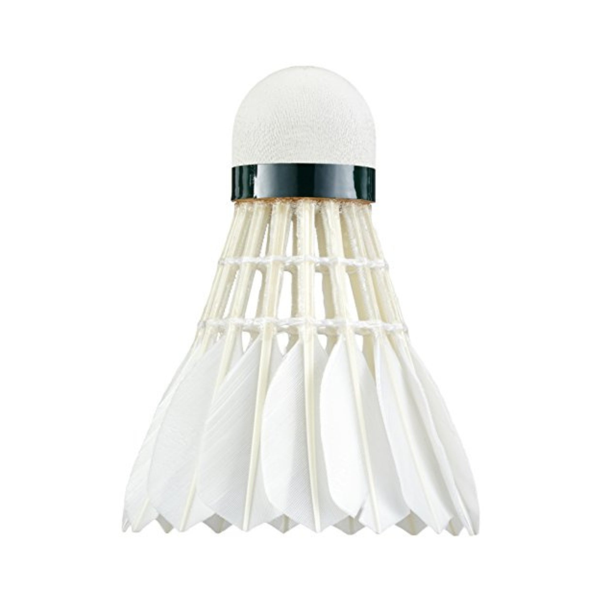 White badminton shuttlecock with Yonex logo on a white background