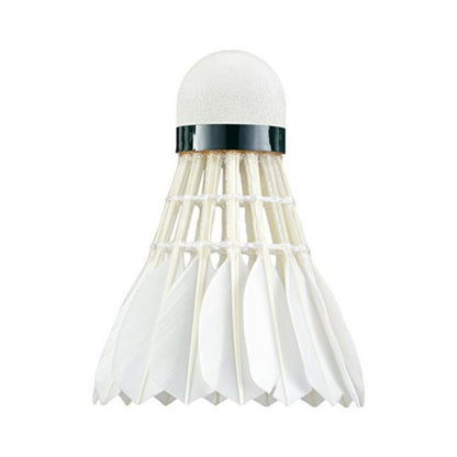 White badminton shuttlecock with Yonex logo on a white background