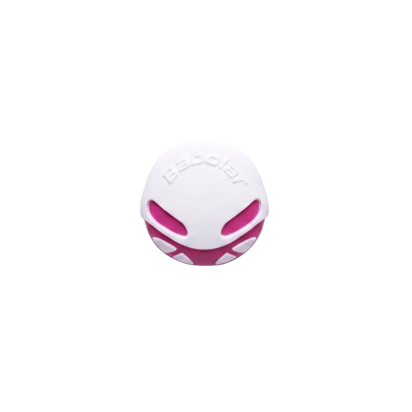 Pink and white Babolat Dampener on a white background