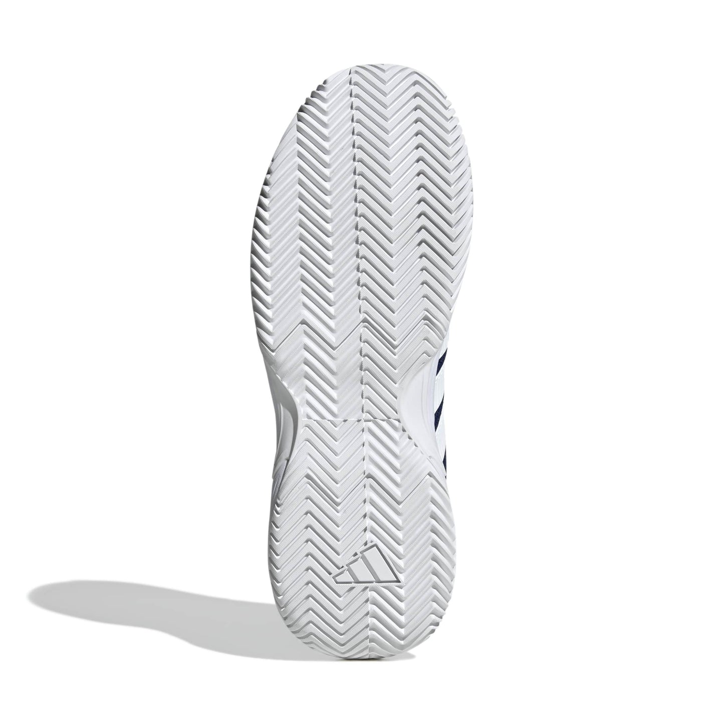 White tennis shoe sole with Adidas logo on a white background