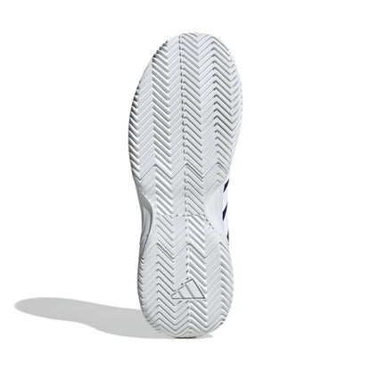 White tennis shoe sole with Adidas logo on a white background