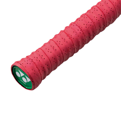 YONEX GRIP OVERGRIP WAVE TWIN WINE RED ON A RACKET HANDLE