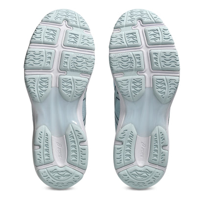 Light blue shoe sole with tread pattern on a white background