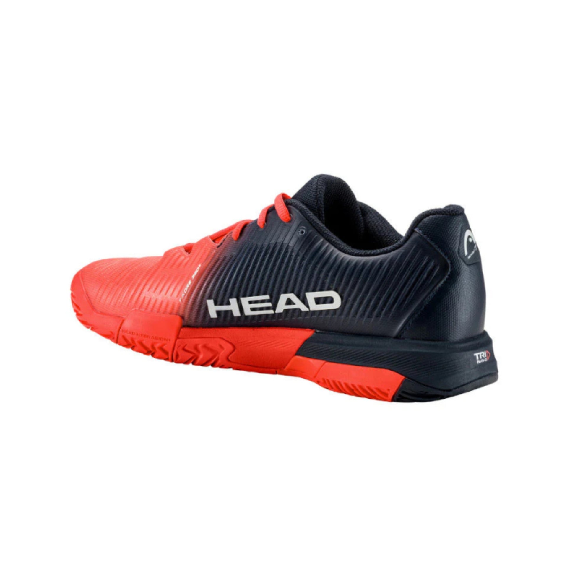 Red Head tennis shoe with black accents on a white background