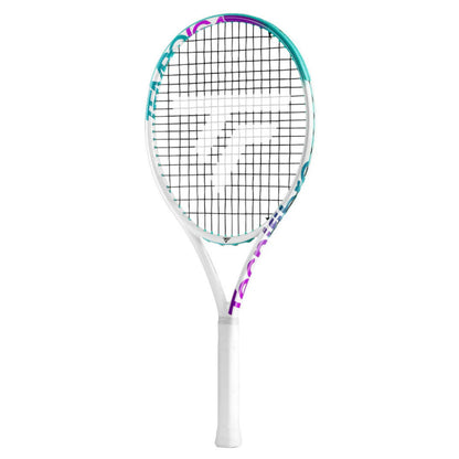 Tecnifibre Tennis racket with a white handle and colorful frame on a white background