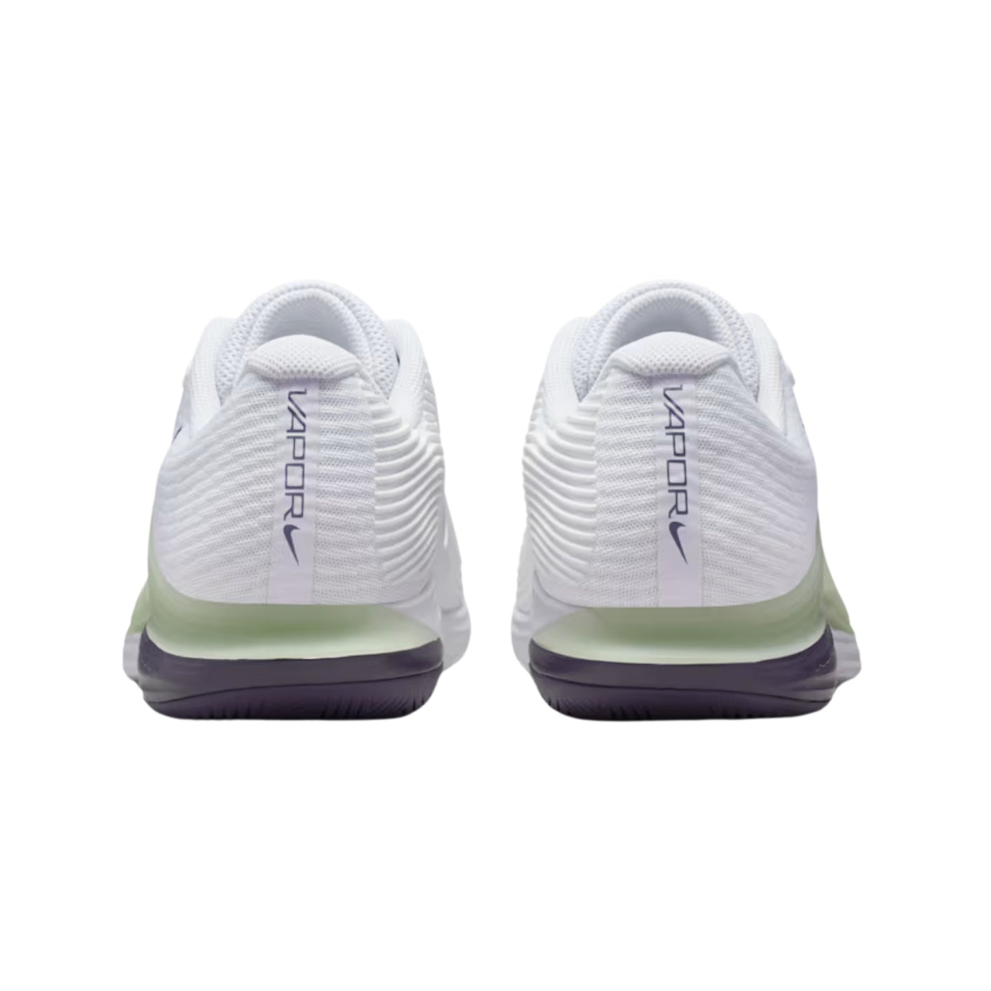 White tennis shoes with 'Vapor' branding on a white background