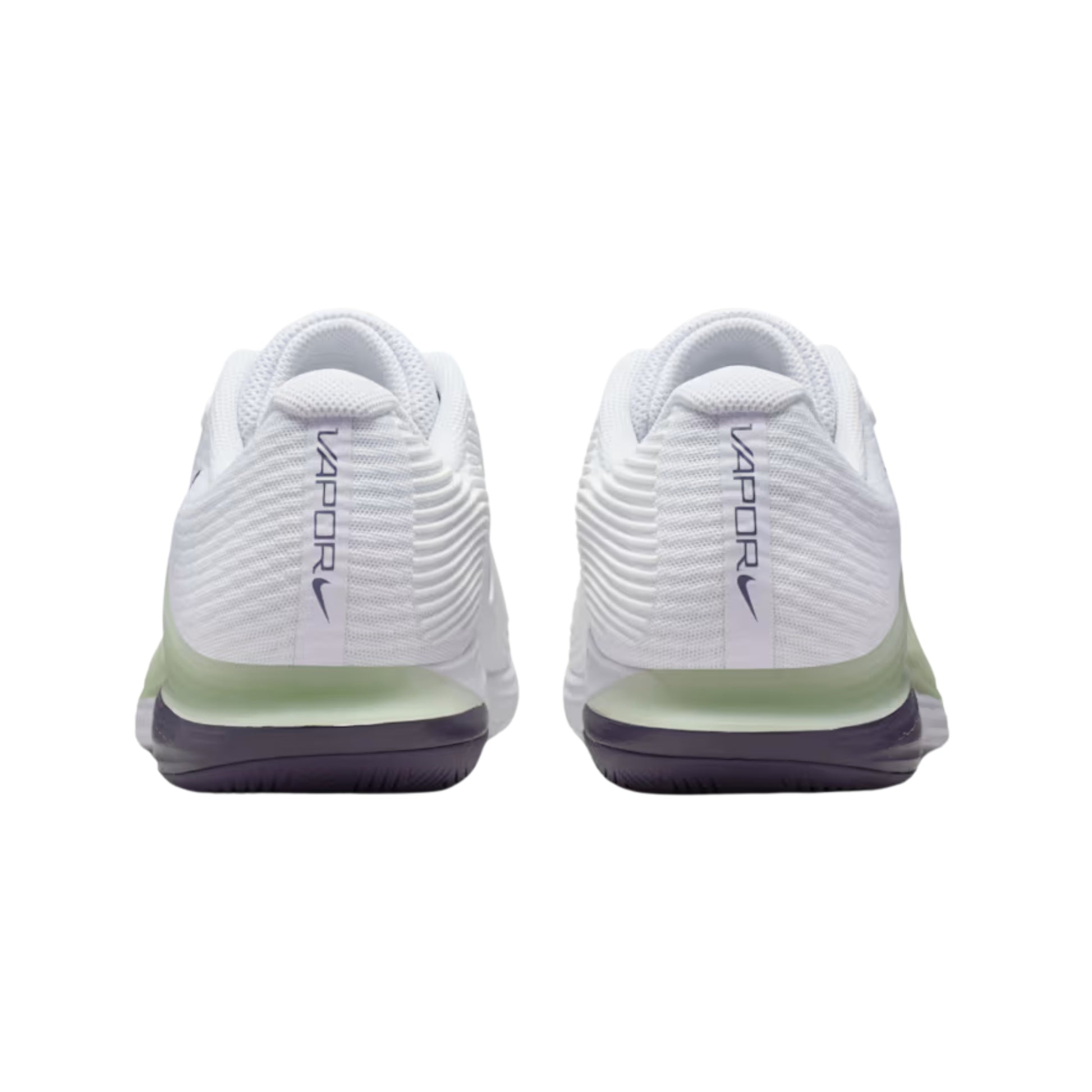 White tennis shoes with 'Vapor' branding on a white background