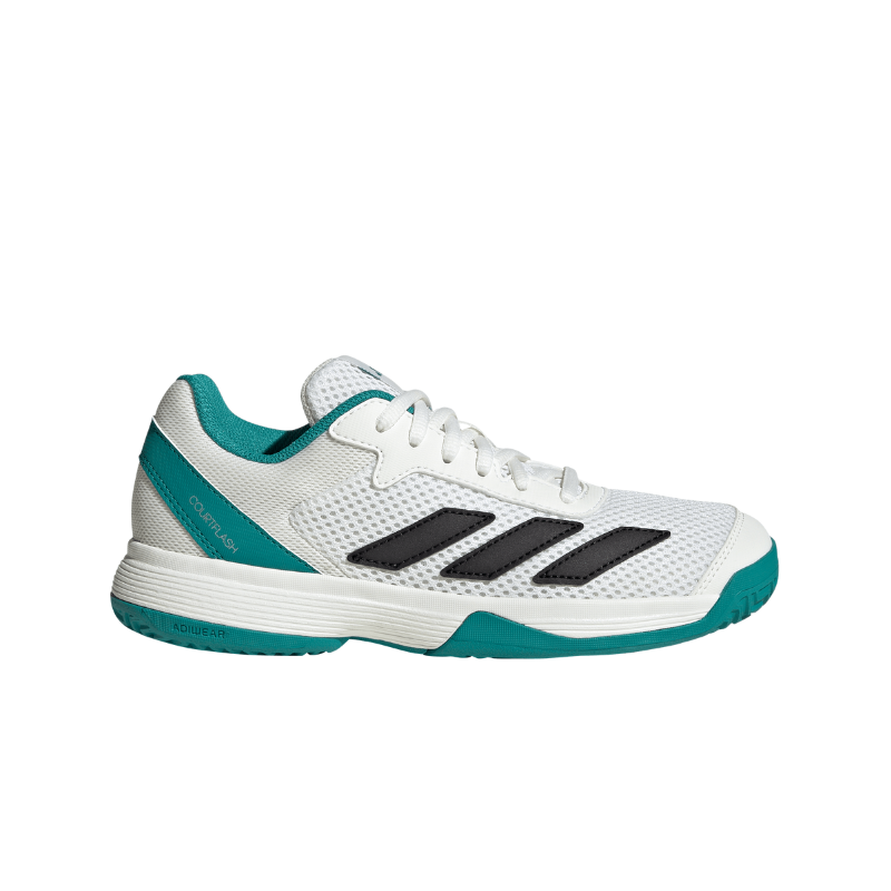ADIDAS SHOE COURTFLASH KID WHITE/PURE TEAL (AW25)