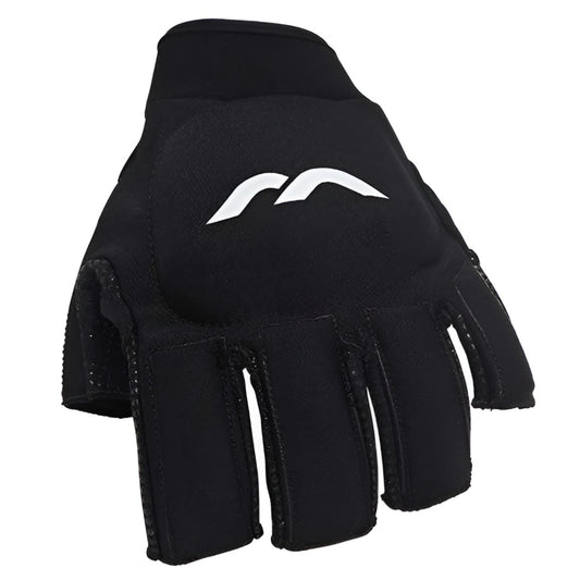 Black glove with a white logo on a white background