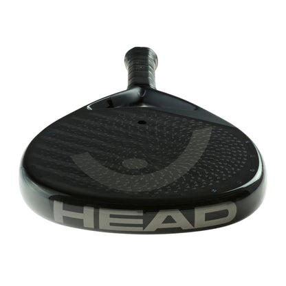 Black with gold accents Head racket with wording Speed on a whte background