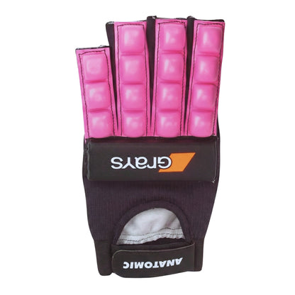 Pink and black glove with 'Grays' and 'Atomic' branding on a white background