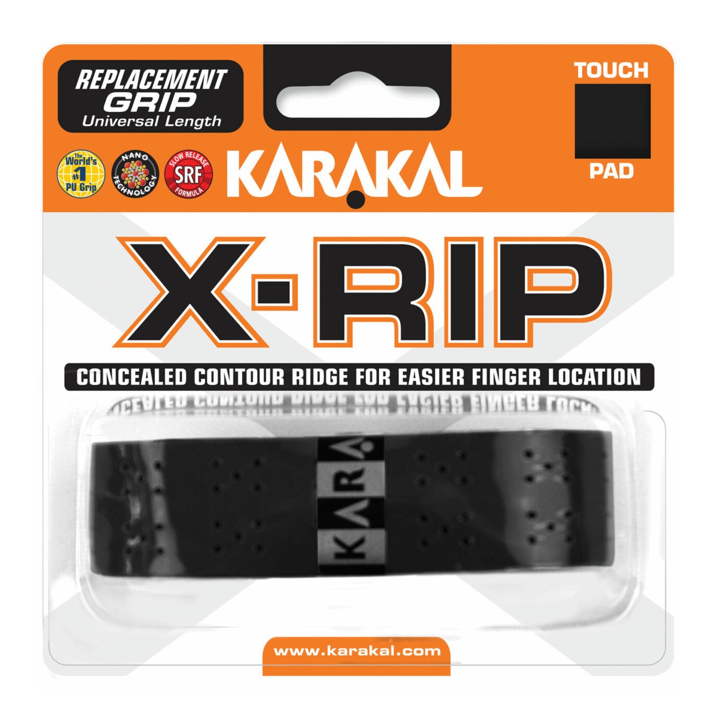 Karakal X-Rip replacement grip packaging with black grip inside