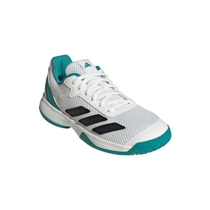 ADIDAS SHOE COURTFLASH KID WHITE/PURE TEAL (AW25)
