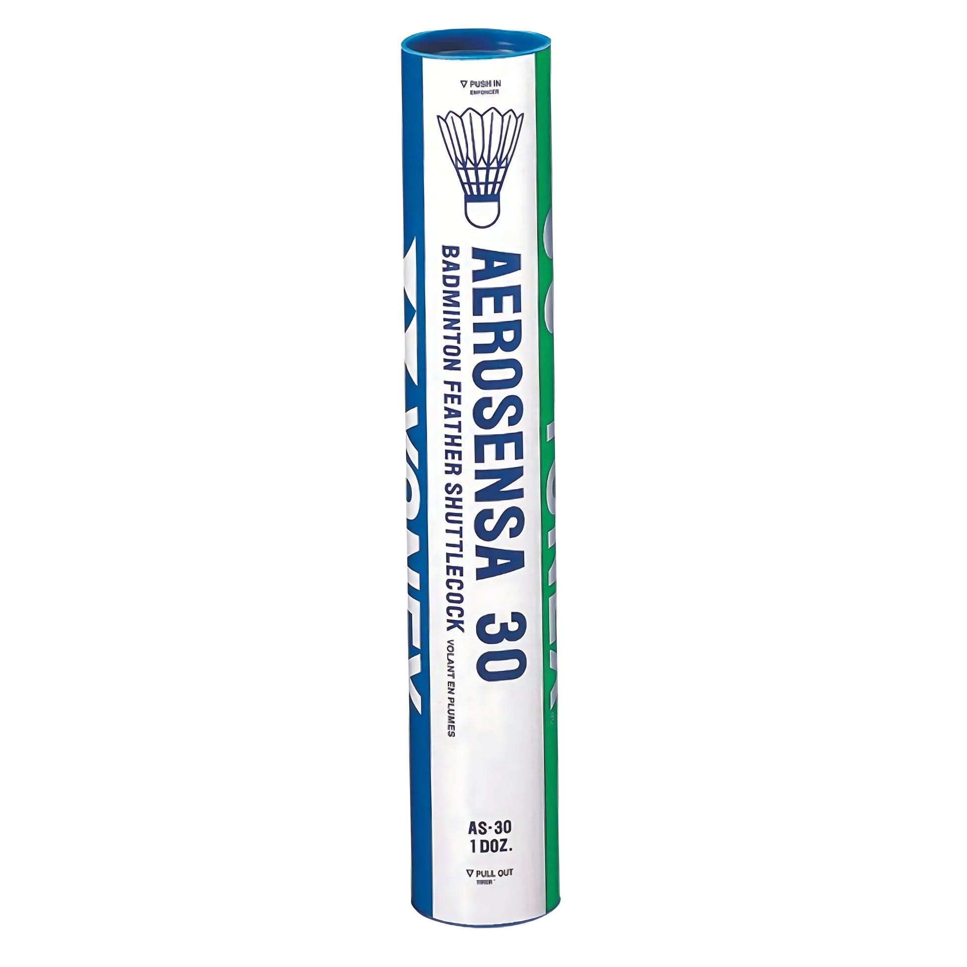 Aerosensa 30 badminton shuttlecock packaging on a white background