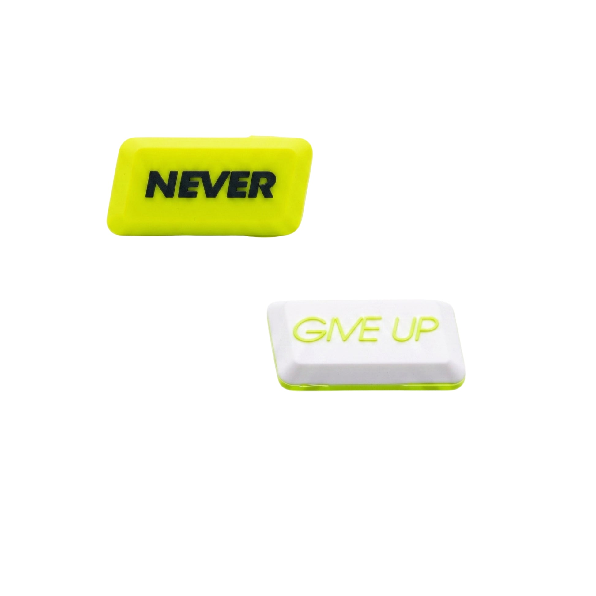 Tecnifibre yellow and white dampener on a white background