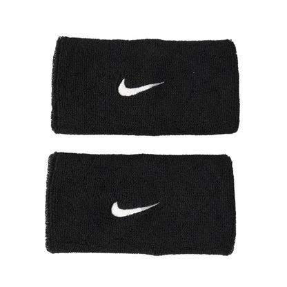 Two black wristbands with white Nike logos on a white background