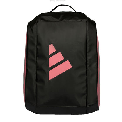 Black Padel bag with a pink adidas ogo on a white background