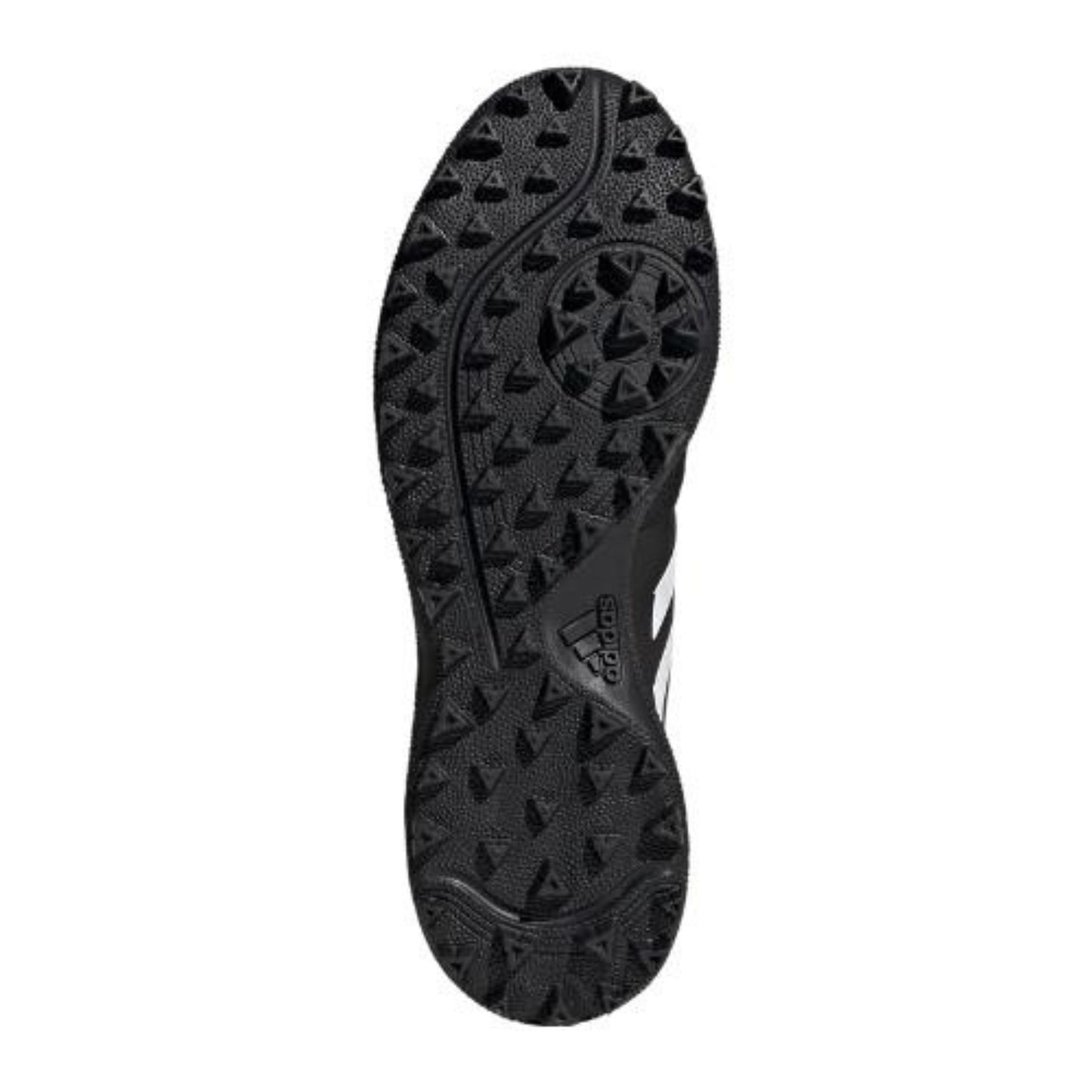 Black sole of a shoe with tread pattern on a white background