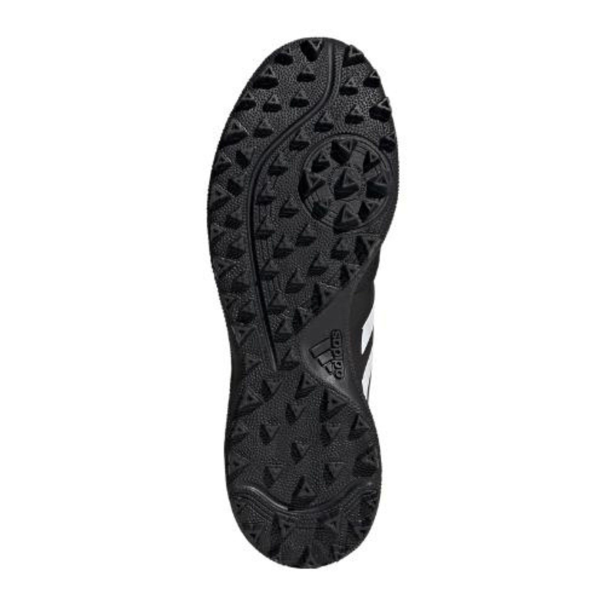 Black sole of a shoe with tread pattern on a white background